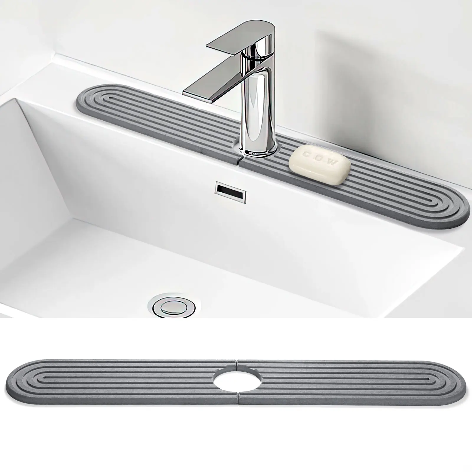 Shinowa Faucet Mat for Kitchen Sink Diatomite Kitchen Sink Splash Guard Quick Drying Water Stone for Kitchen Sink Bathroom