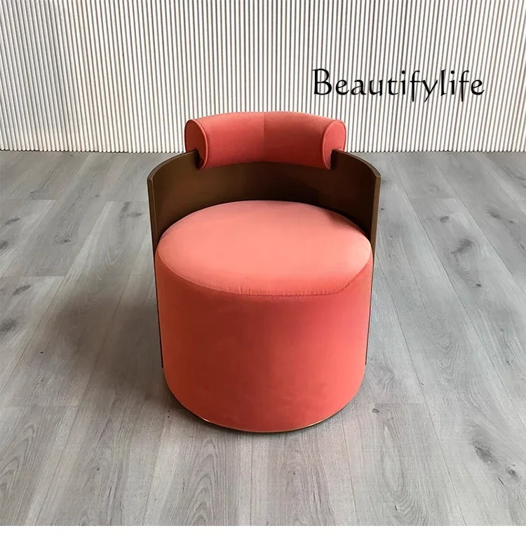 X Nordic Modern Designer Light Luxury Metal Fabric Soft Bag Sofa Solid Wood Backrest Leisure Chair