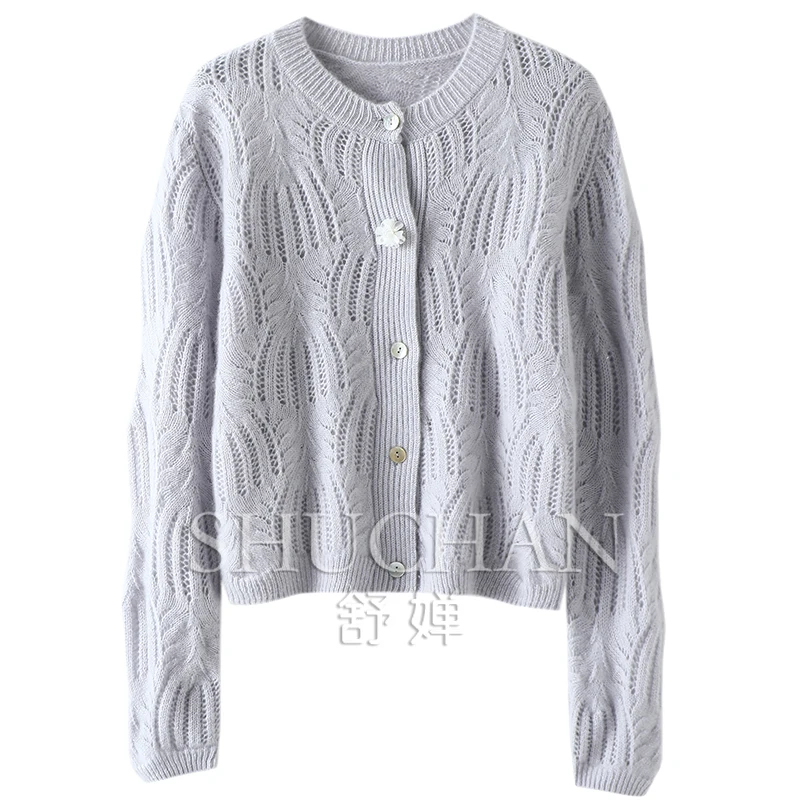 

Hollow Out 100% Cashmere Sweater Women New Warm Knit Clothing Winter High Street Casaco Feminino Cardigan Feminino