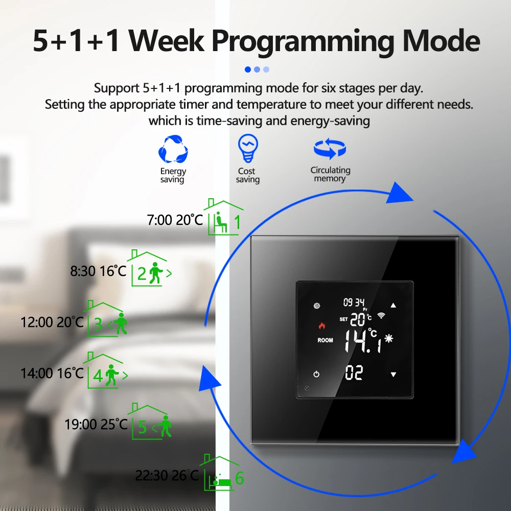 WiFi Smart Thermostat Zigbee Water/Electric Floor Heating Water Gas Boiler Temperature Control Tuya/Smart APP Alexa Google Voice