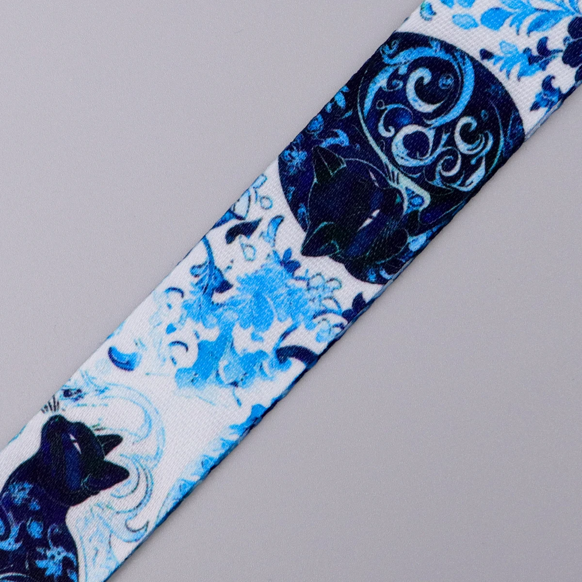 Vintage Blue White Porcelain Cat Neck Strap Lanyard For Keys ID Card Phone Straps USB Badge Holder DIY Hang Rope Lariat Lanyard