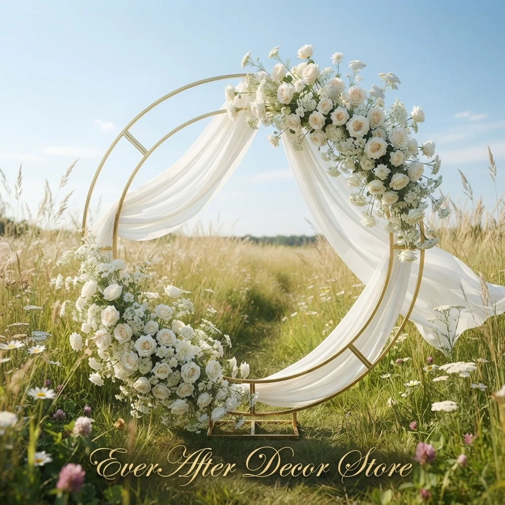 Round Iron Flower Ring Stand Balloon Backdrop Frame for Wedding Birthday Party Outdoor Decorative Iron Stand