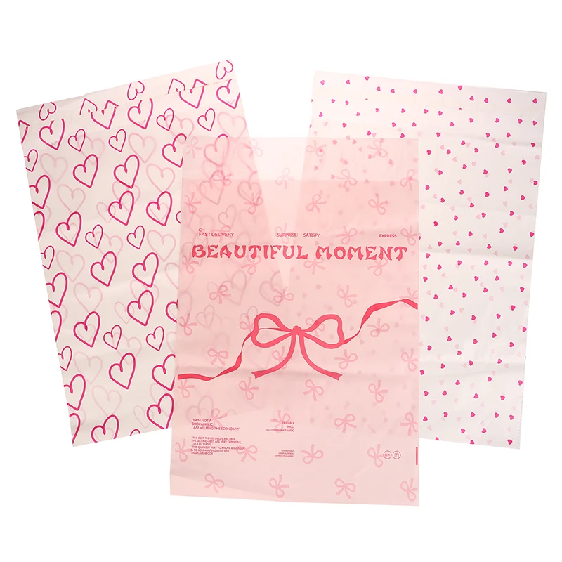 

10Pcs Bow Knot And Heart Design Packaging Bags Waterproof Logistics Clothing Postal Pouch Custom Plastic Shipping Mailing Bag