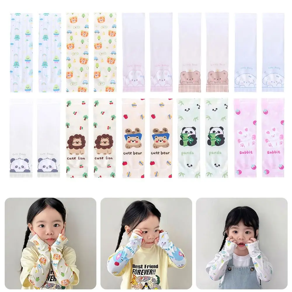 

Sun Protection Kids Arm Sleeves Anti-UV Thin Children Baby Ice Silk Sleeve UPF50+ Cartoon Boys Girls Sunscreen Gloves