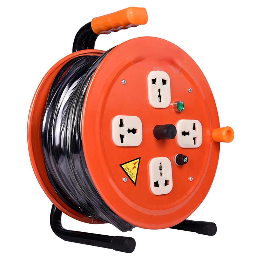 Retractable 100m electrical extension cable reel