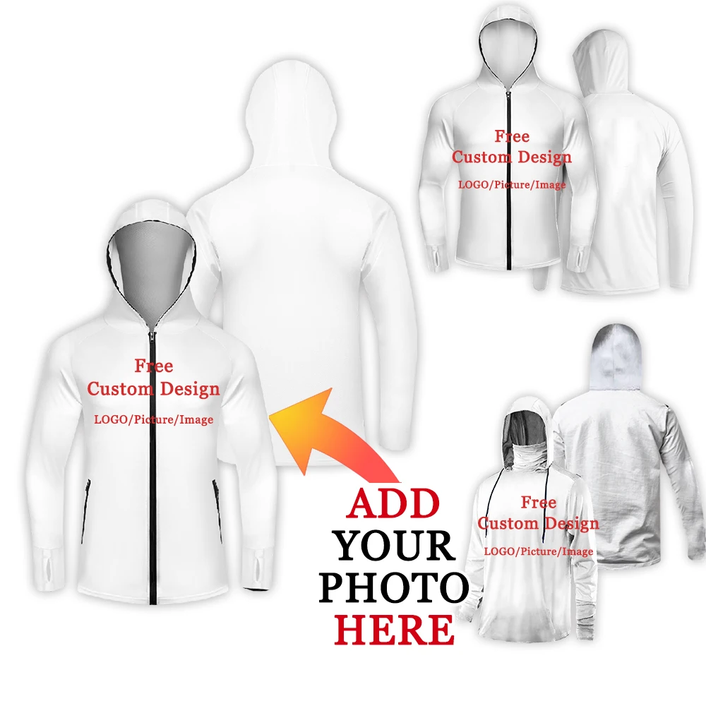 Custom Pattern/LOGO Men's Summer Fishing Suit Personalized Comfort Zip-Up Fishing Clothing Outdoor Hiking Tops Customized Gifts