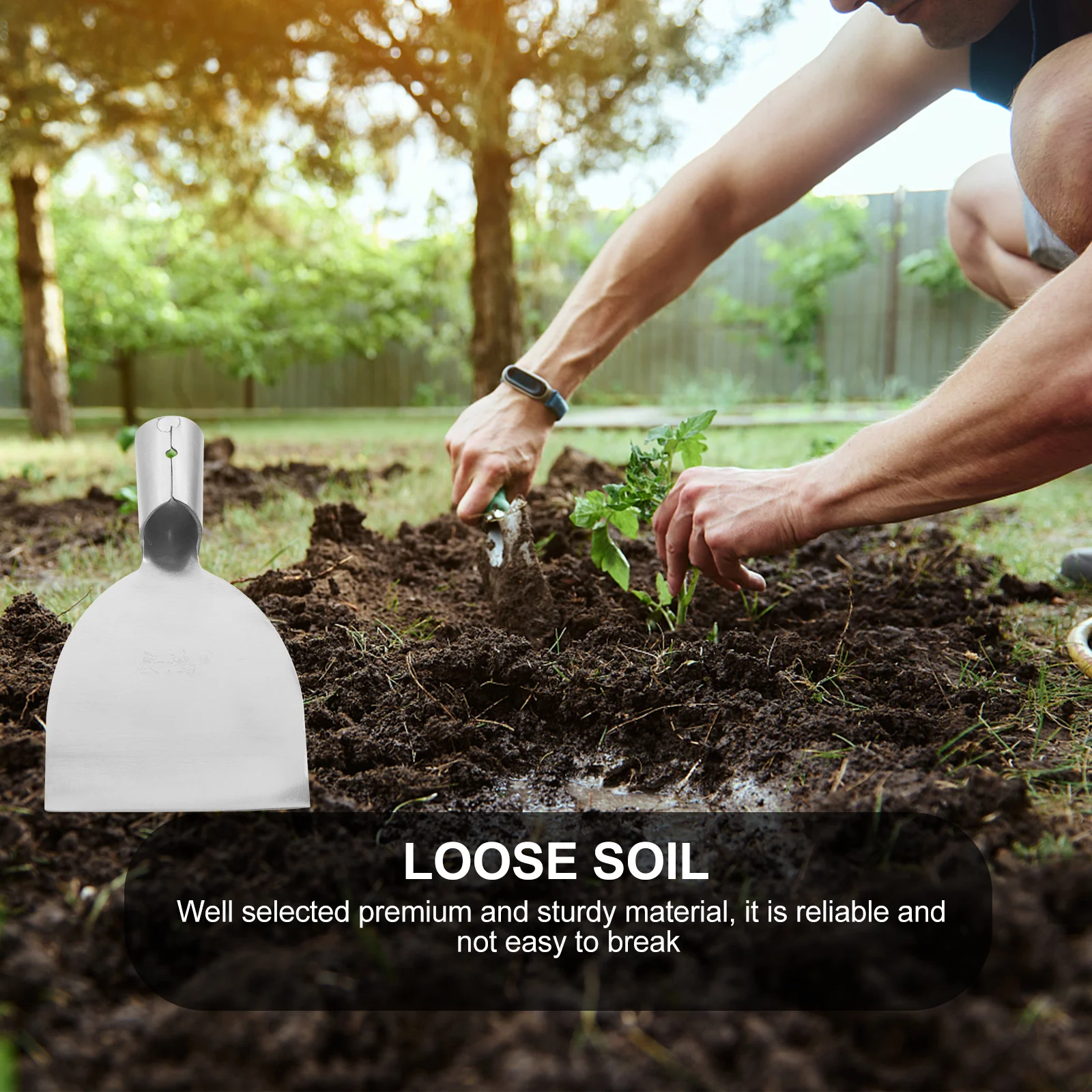 

Garden Shovel Stainless Steel Heavy Duty Hand Tool for Soil Loosening Planting Flowers Vegetables in Garden Yard Lawn