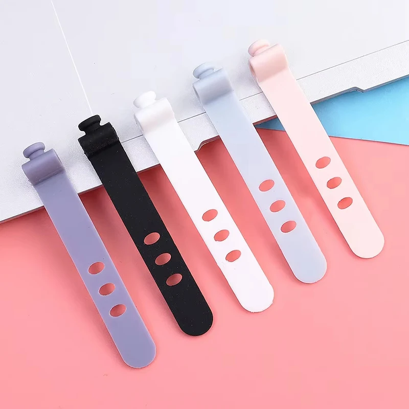 1/5/10PCS Reusable Cable Organizer Ties Clip Charger Cord Management Silicone Wire Manager Earphone Data Line Winder Straps