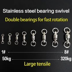 LEADDEERS Rotate Both Ends Strength Ball Bearing Rolling Swivel Stainless Steel Solid Ring Fishing Connector Fishing Accessories