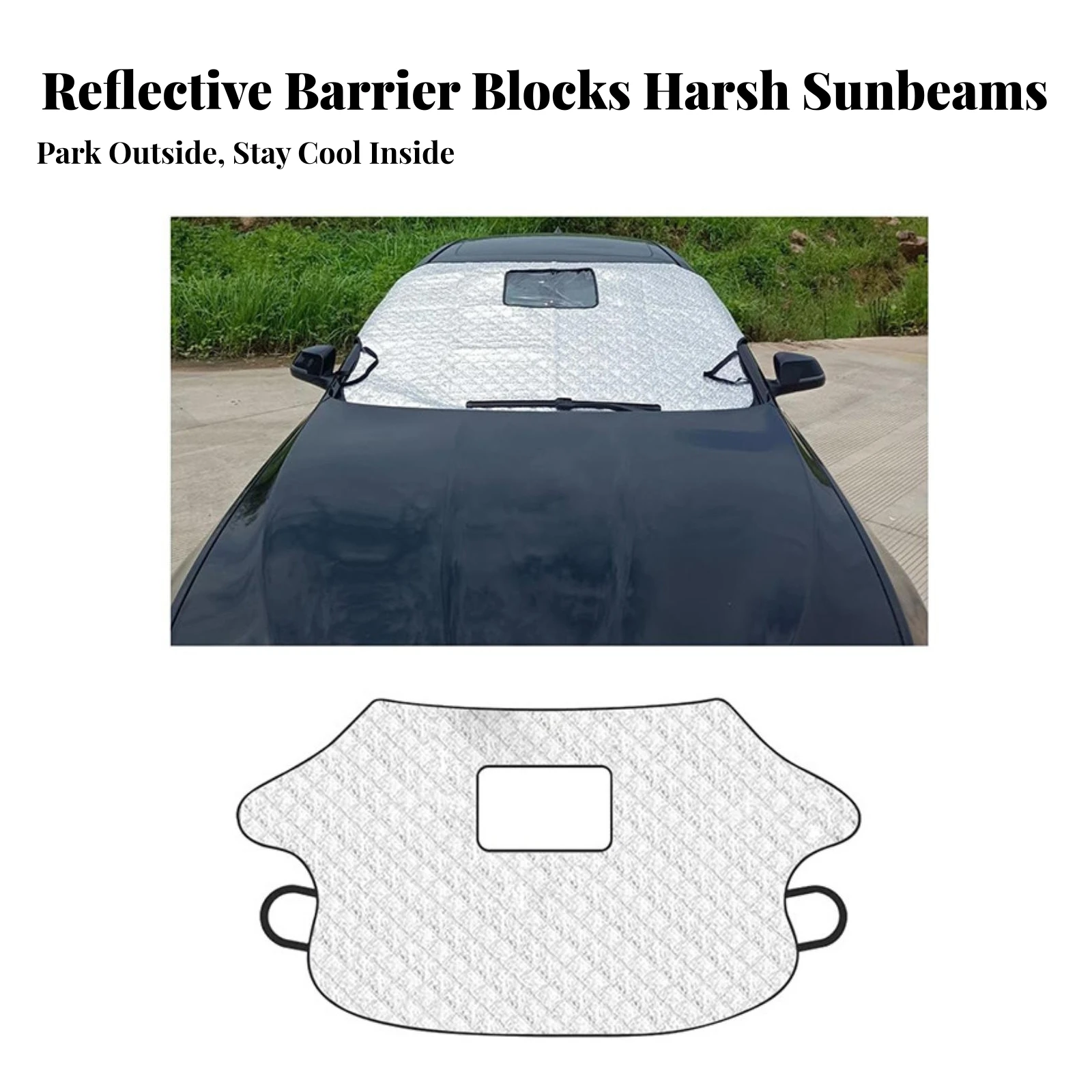 Automotive Windshield Sunshade Heat-Blocking Car Sunshade with Rearview Mirror Cutout Front Window Sun Shade Four-Layer