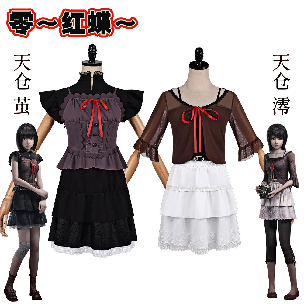 anime-amakura-mio-cosplay-horror-game-fatal-frame-ii-crimson-butterfly-remake-одежда-dress-goth-lolita-skirt-halloween-party-jk