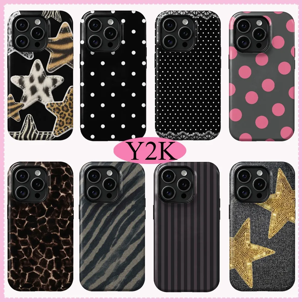 Star Polka Dot Lace Zebra Stripe Phone Case for Samsung Galaxy S20 S22 S23 S24 S25 S26 FE Plus Ultra 4G 5G Double-layer Cover