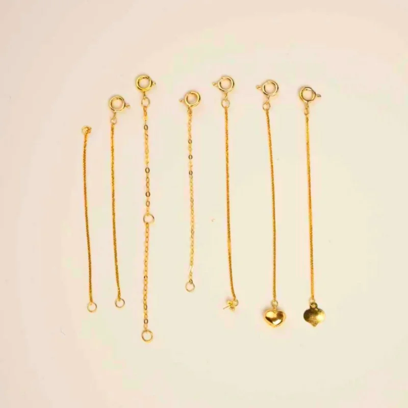 NYMPH Jewelry DIY Finding 18k Yellow gold Au750 Gold Extended Chains 5cm 10cm Length Necklace Bracelet Extender with Tag diy202