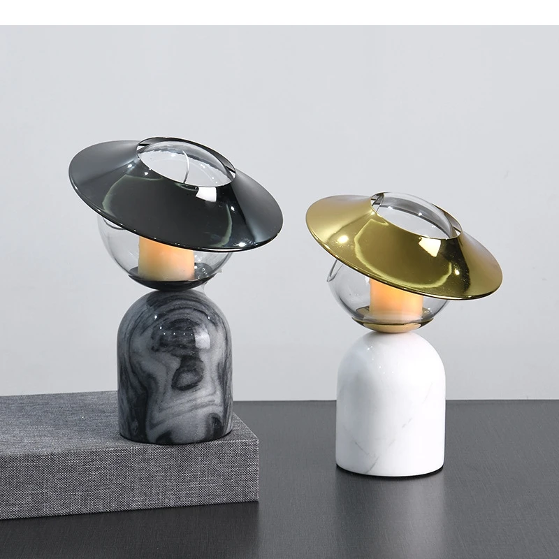 Marble Candlestick Candelabrum Planet Flying Saucer Cartoon Crafts Tabletop Ornament Home Decoration Accessories