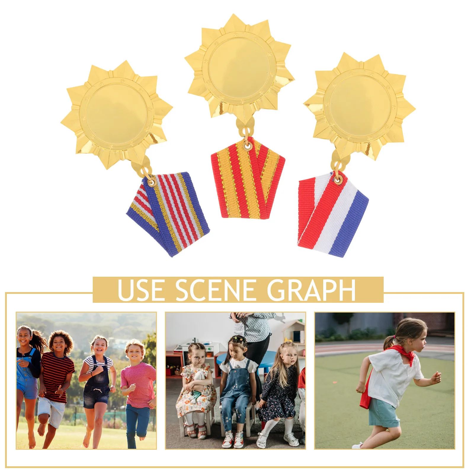 3Pcs Award Medals Alloy Memorial Brooches Party Favors Game Rewards Competition Prizes Costume Accessory Halloween