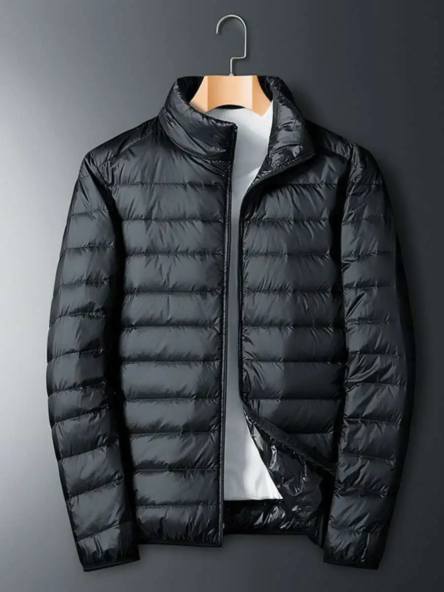 

Мужская осенне-зимняя легкая пуховая хлопковая куртка с воротником-стойкой, повседневная модная верхняя одежда, длинная длина на молнии