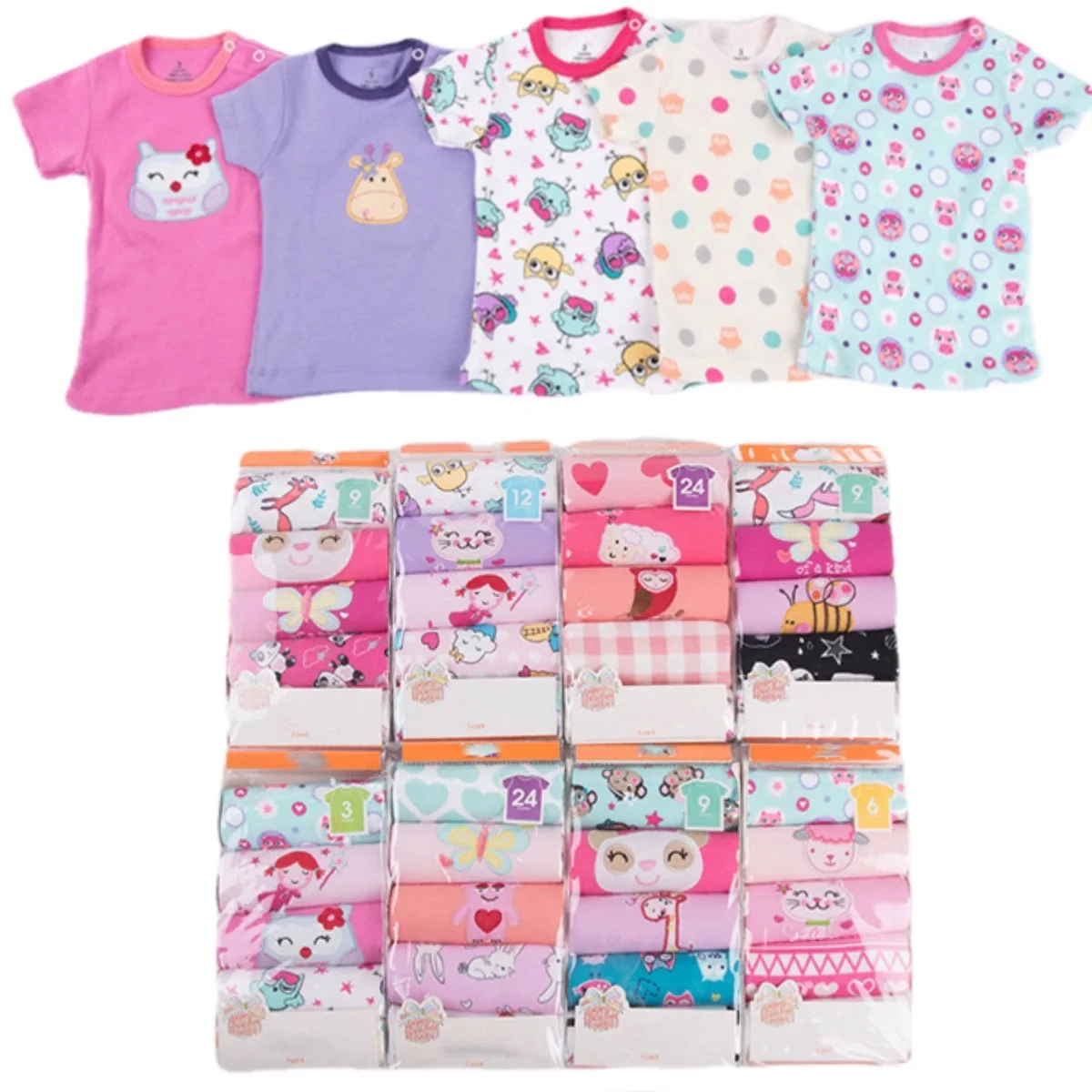 Retail 5pcs/lot 0-24months short-sleeve t shirt Baby Infant cartoon newborn clothes for boys girls cute Clothing summer