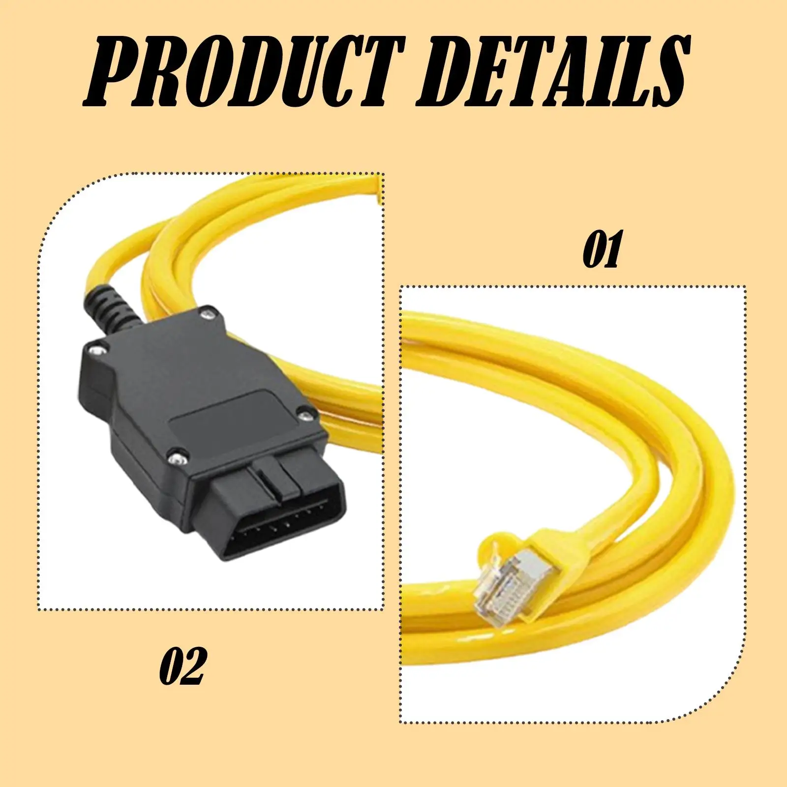 

Диагностический адаптер ENET OBD2, кабель 2 м, высокопроизводительный, простая установка, совместим с BMW, поддержка скрытых функций
