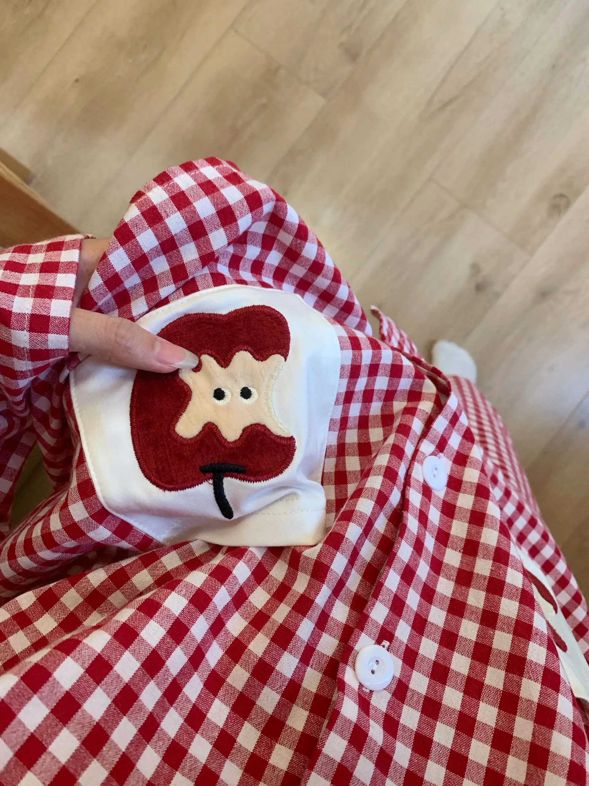 

Sweet Red Plaid Spwear Women's Spring Autumn 2024 Princ Sle Long Sve Home Clothes Set Can Be Worn outside