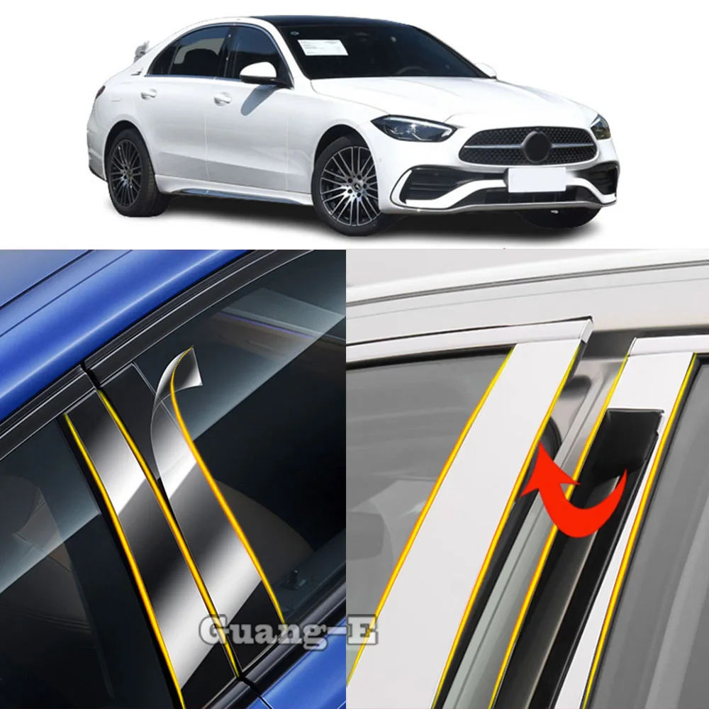 

Накладки на стойки дверей (зеркала) из ТПУ/глянцевые для Mercedes-Benz C-Class W206 2022-2025, декоративные наклейки на окна, аксессуары, 6 шт.