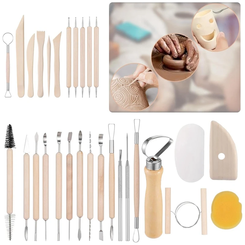 ABDJ-43PCS Pottery Tools Clay Sculpting Tools Polymer Clay Tools Kit Ceramic Tools For DIY Handcraft