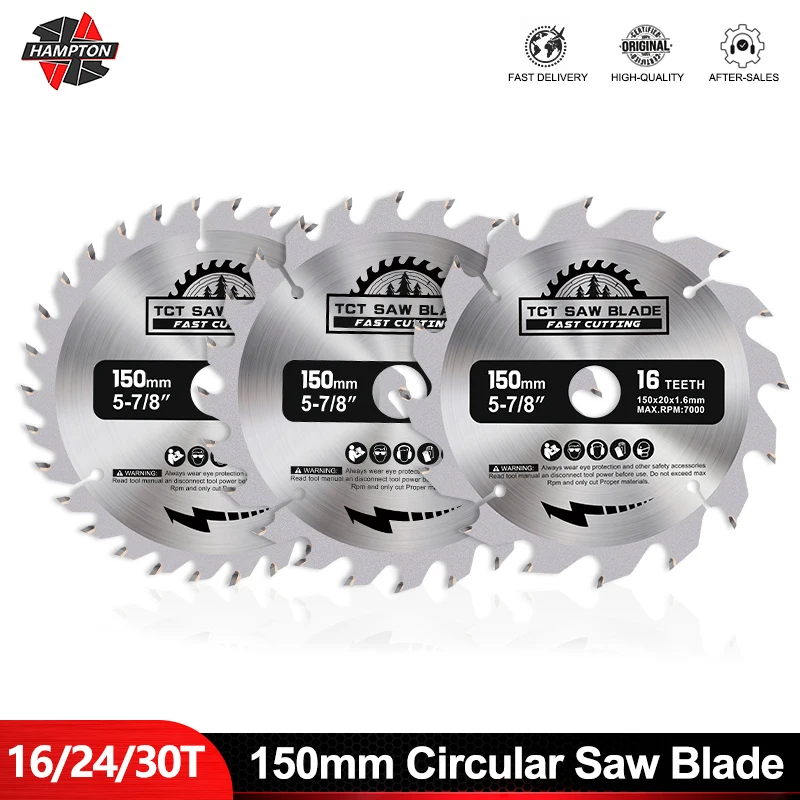 

HAMPTON Wood Saw Blade Diameter 150mm 16/24/30 Teeth TCT Saw Disc Carbide Tipped Cutting Disc Circular Saw Blade