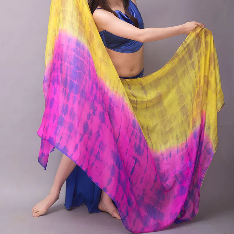 Bellydance Scarf Belly Dance Shawls Women Light Hand Thrown Scarf Shawl Gradient Performance 100% Real Silk Veils disfraz mujer