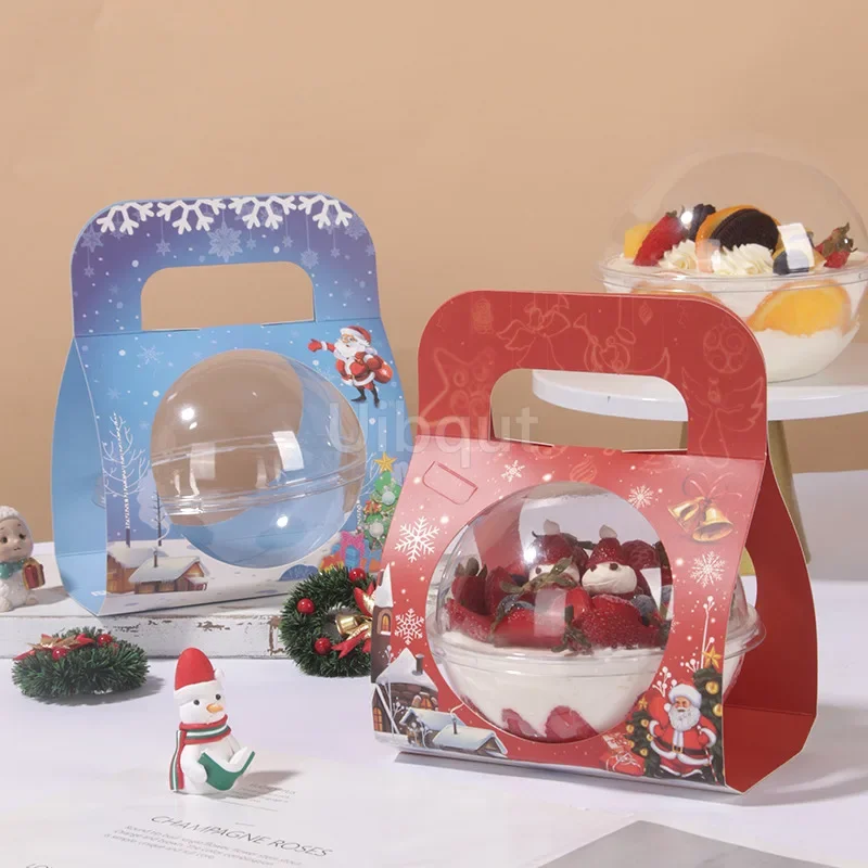 50 100 Pcs Mousse Dessert transparent round Cup with Lid Plastic Dessert Bowl Container Salad Cup coconut Bar Cafe Packing Box