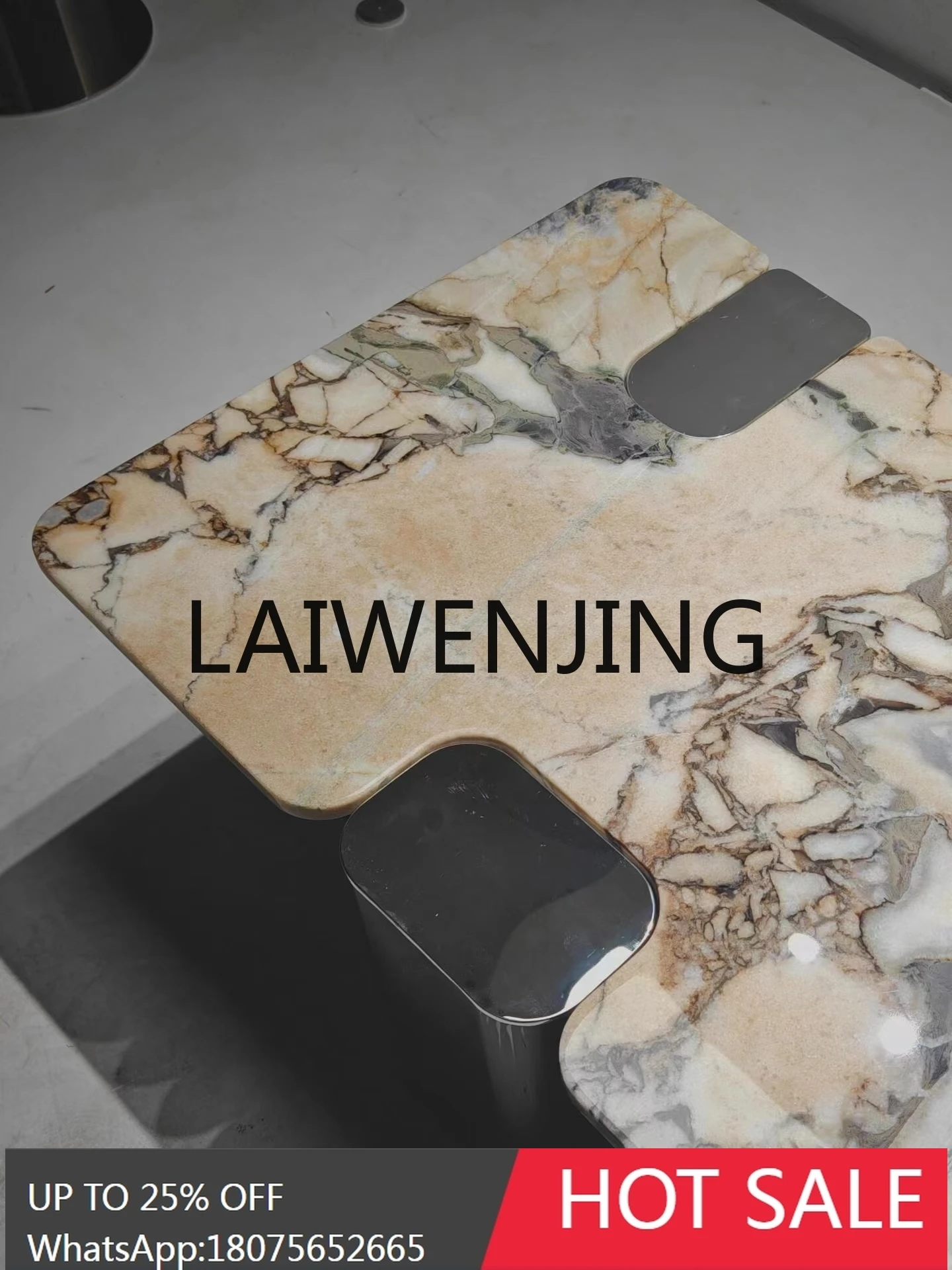 Light Luxury Natural Luxury Stone Elephant White Living Room Home round Tea Table Simple Nordic High Sense