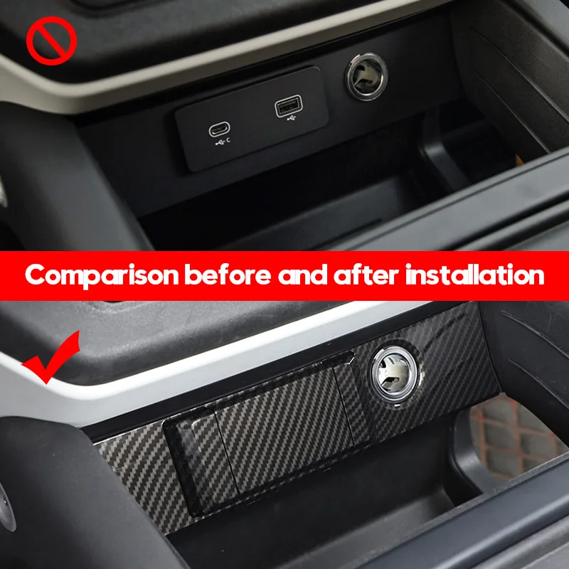 Carbon Pattern Car Central Control USB Charging Port Protective Cover Trim For Land Rover Defender 110 2020-2022 Accessories