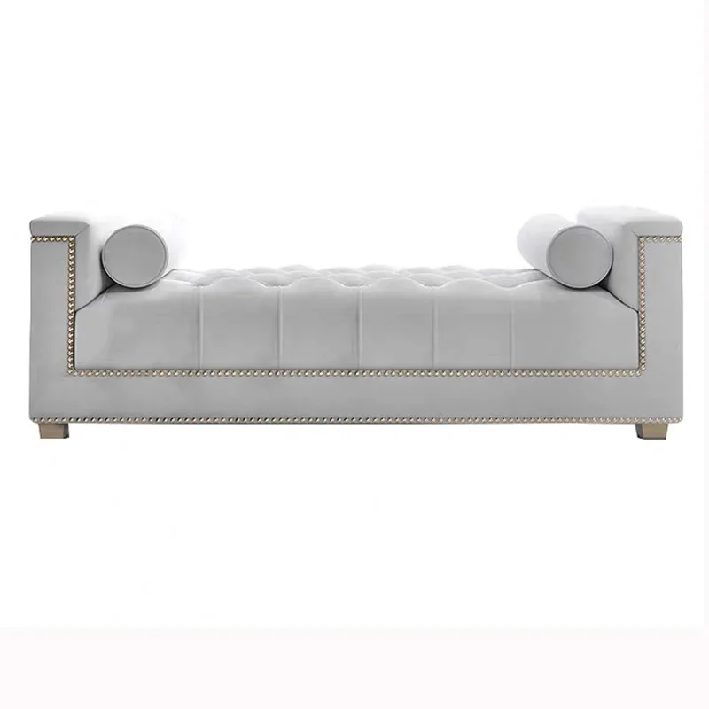

American light luxury technology cloth end stool bedroom leisure bed front stool European style