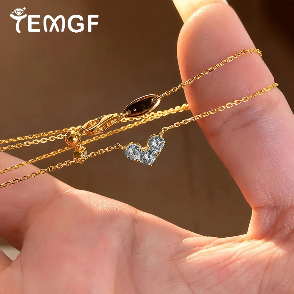 

TEMGF 4mm Moissanite Pendant Necklaces for Women Heart Shape Sparkle Gift With Certificates 925 Silver Dainty Neck Chain Jewelry