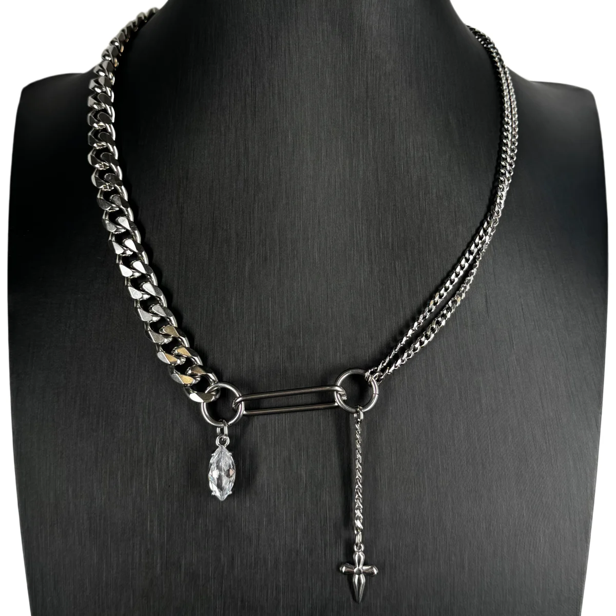 Punk Rock Gothic Edelstahl Silberfarbene Dornenkette Halskette Choker Charm Mode Damen Herren Wasserfester Schmuck Geschenke – Detail 6