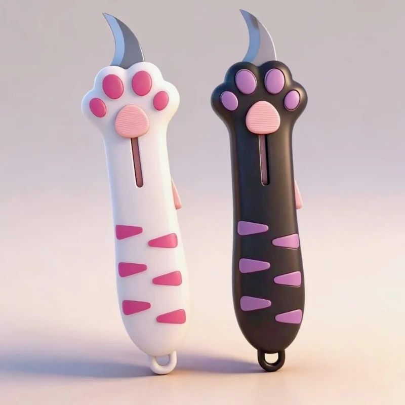 This Mini Portable Folding Knife Features An Alloy Steel Blade Decorated with Cute Cat Paw Patterns. It Is A Practical Tool Suitable for A Wide Range of Uses, Including Handicrafts, Office Work, Packaging and Scrapbooking.