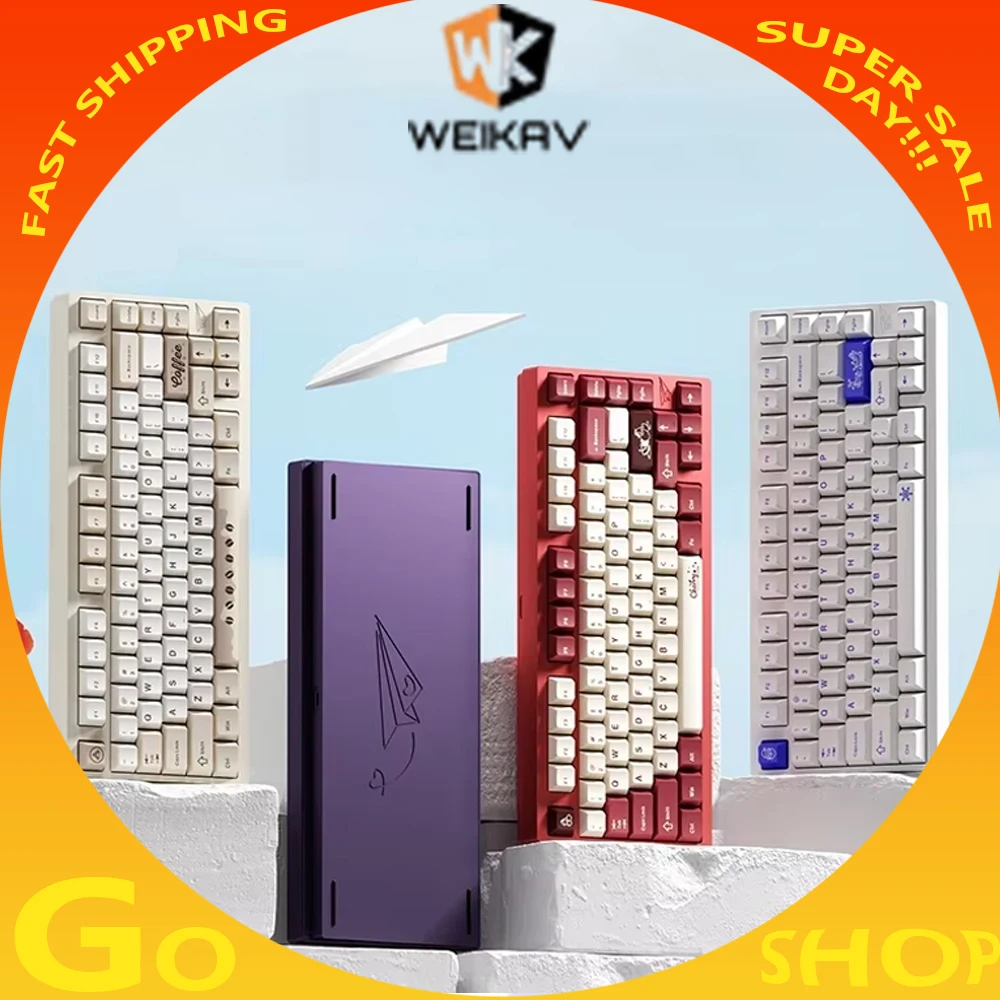 New Weikav Lucky D75 Mechanical Keyboard Aluminum Alloy 3 Mode Wireless Keyboard Rapidly Detachable RGB Hot-Swap Custom Keyboard