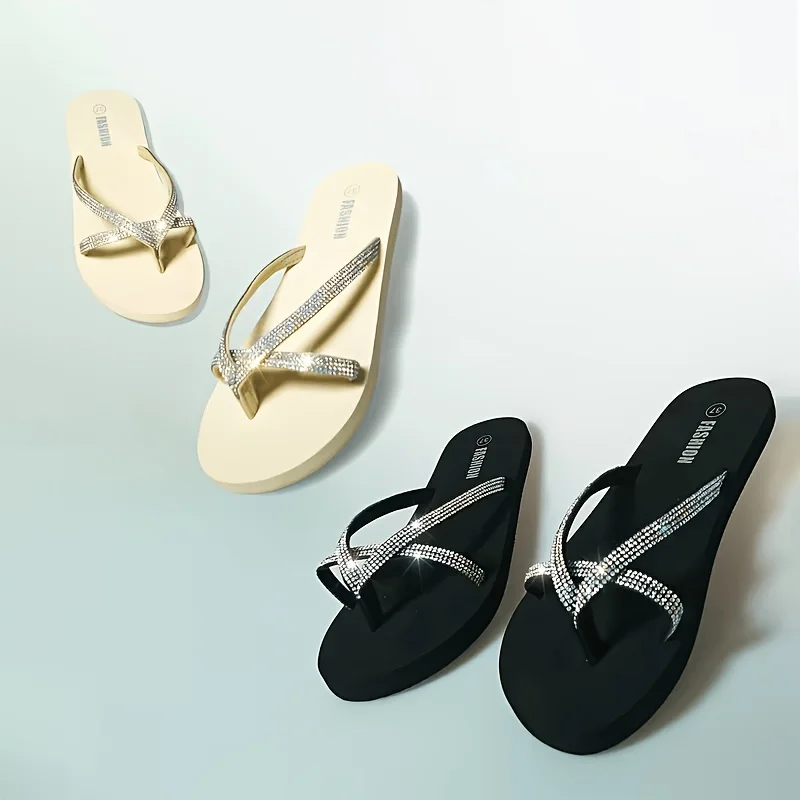 Women's Rhinestone Decor Flip-Flops for Spring and Summer