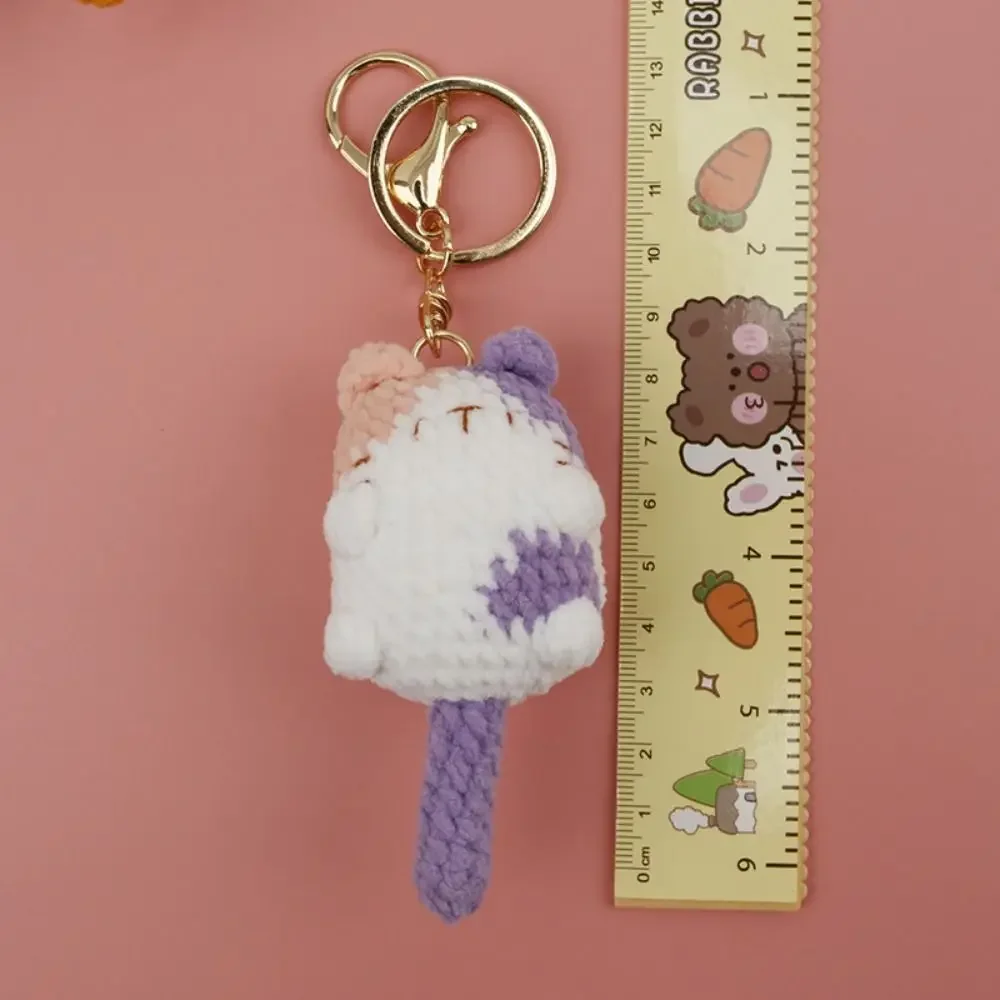 Bag Charms Crochet Cat Keychain Hand-woven Decoration Cute Cat Kitten Keyring Exquisite Cartoon Cute Animal Pendant Bag Hanging