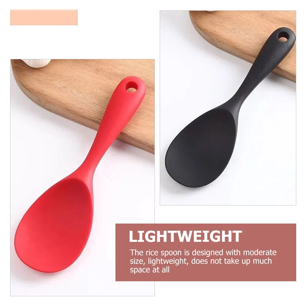 

2Pcs Silicone Rice Paddle Spoon Compact Wear-Resistant Household Rice Scooper Kitchen Cooking Spoons Silicone Spoon