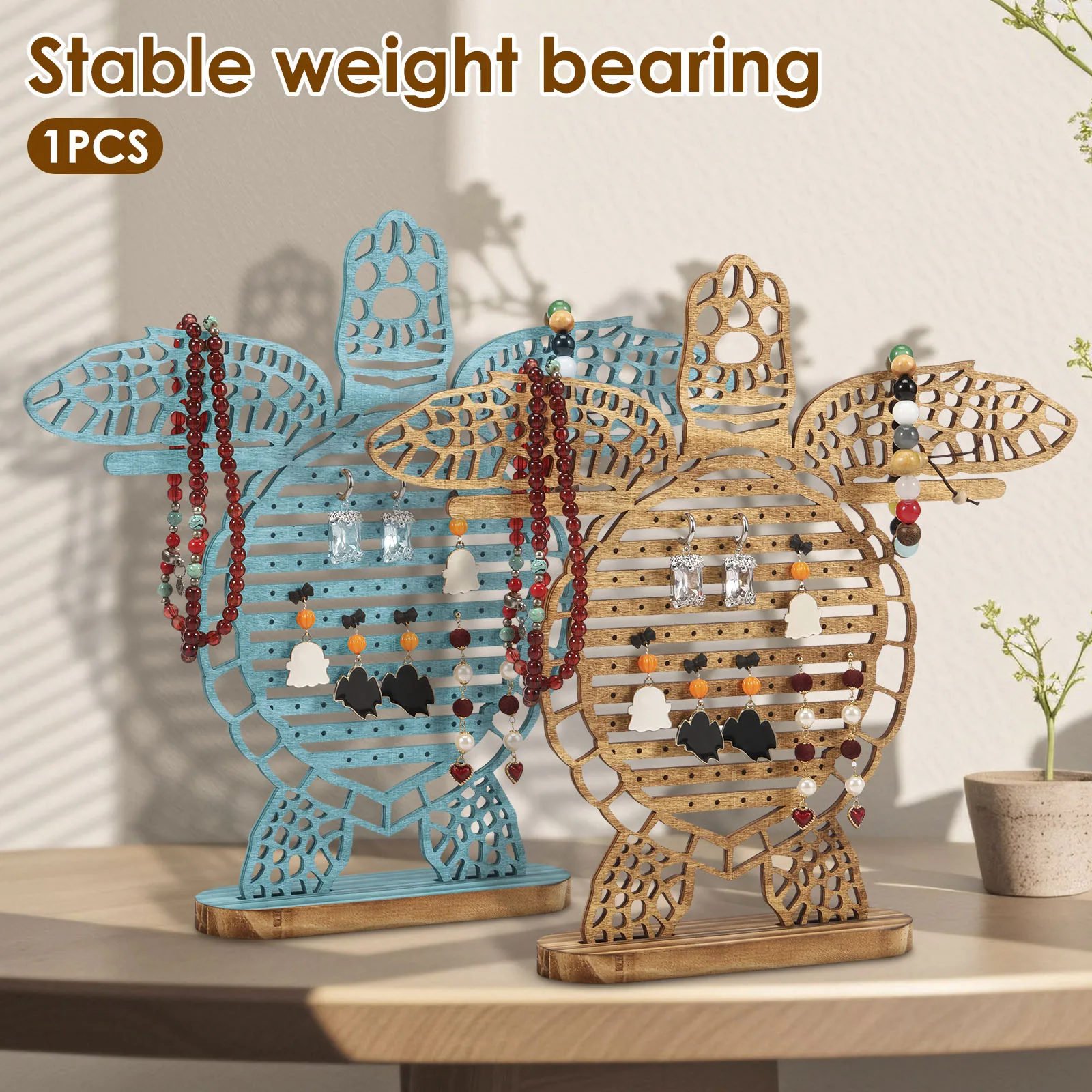 

Wooden Jewelry Display Stand creativity Turtle Shape Earring Necklace Ring Storage Rack Multifunctional Women Bracelets Holder