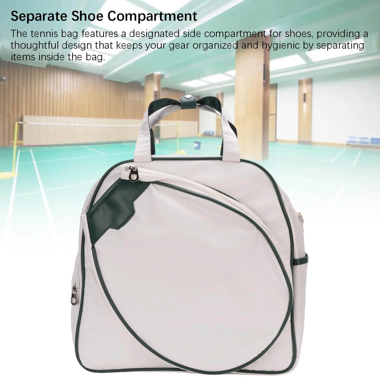 Bolso de hombro de tenis de gran capacidad, impermeabilizante, bolsa para raqueta de tenis, compartimento separado para zapatos, elegante para cancha para hombres y mujeres