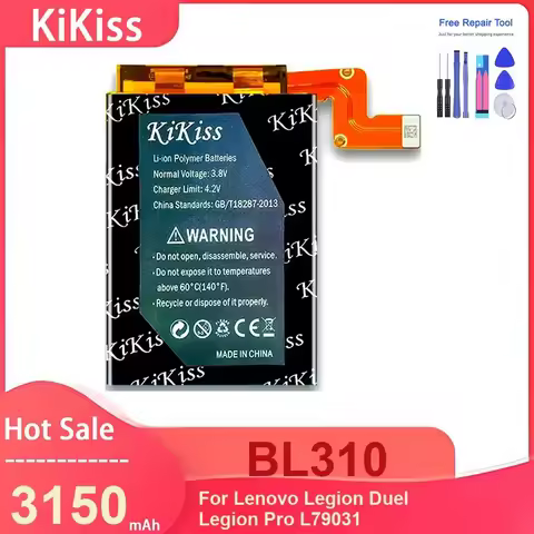 KiKiss Mobile Phone Battery For Lenovo Legion Duel Legion Pro L79031 ,BL310 3150mAh Batteries ,with Tools