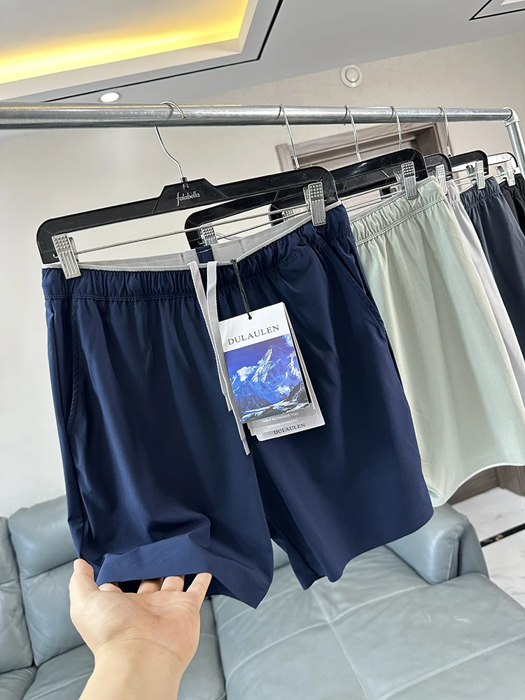 

Qui Dry Breathable Water Resistant Men's Summer Faion Casual Sports orts Five Inches Loose Elastic Waist Straight Leg