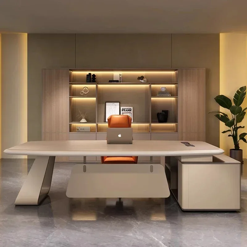 Modern President Supervisor Light Luxury Senior Manager Office Desks And Chair Combination Executive Desk Luxury Filing Cabinet