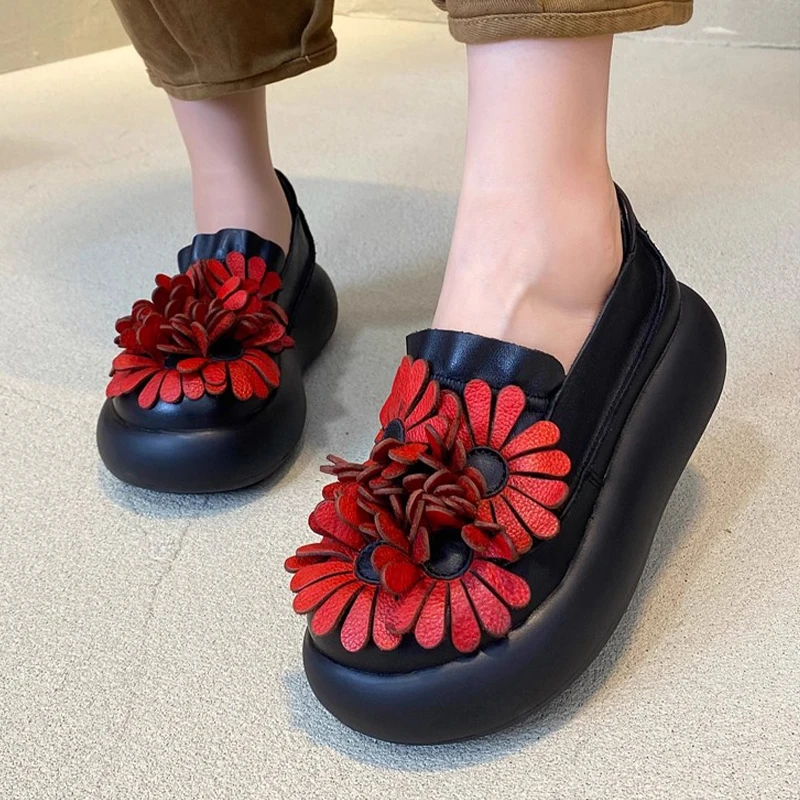 

Flower Women Flats Loafers Shoes Platform Casual Sport Shoes Woman 2025 Autumn New Sneaker Shallow Dress Comfort Mujer Zapatos
