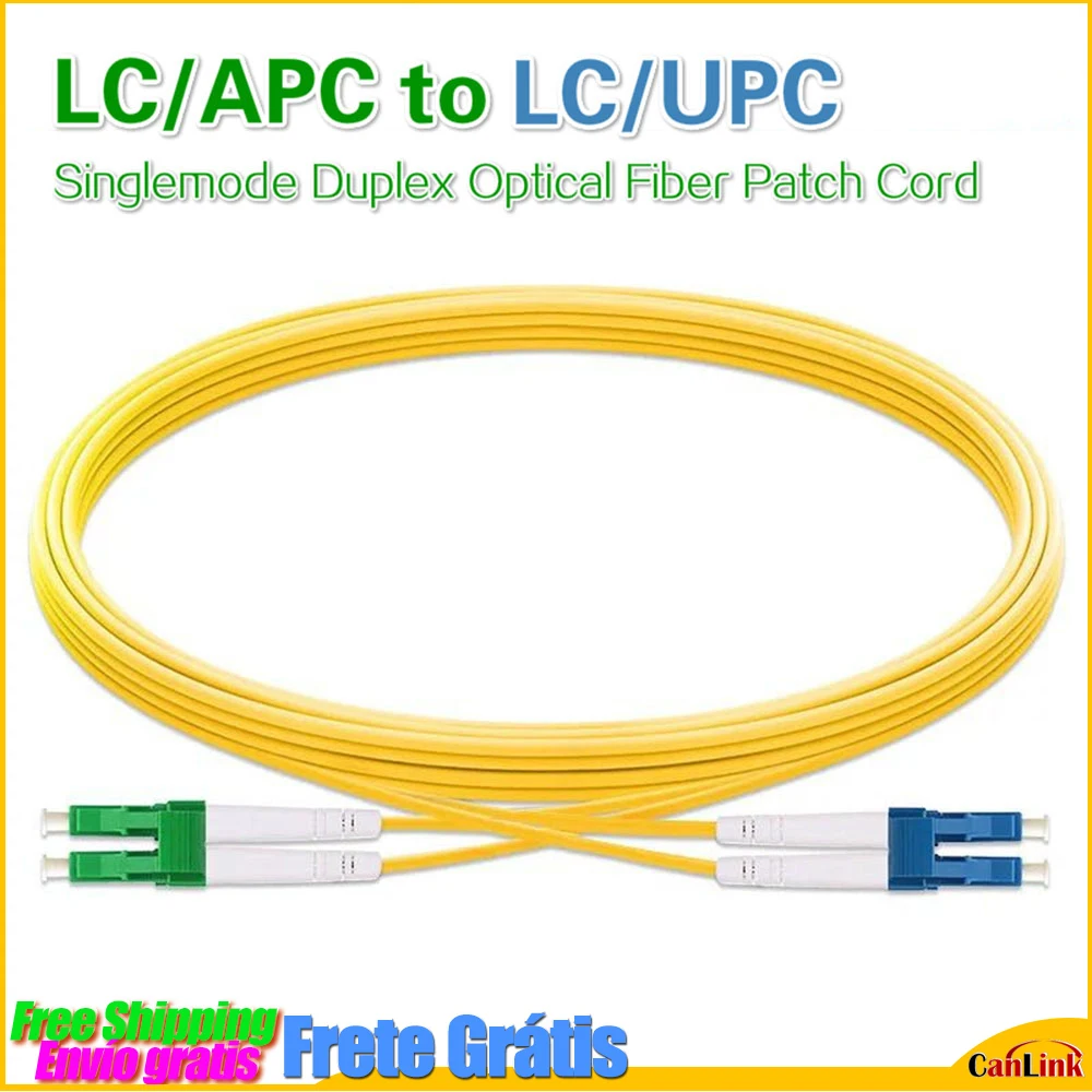 5PCS/lot LC/APC To LC/UPC Single Mode Duplex Optical Fiber Patch Cord Cable Dual Core ,3.0mm,9/125 1m 2m 3m 5m 10m 15m