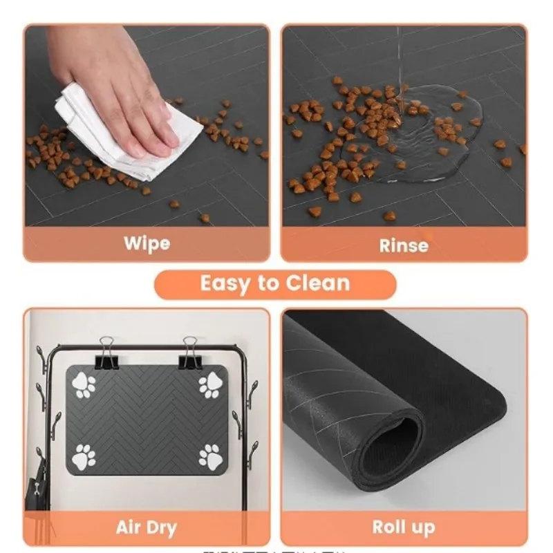 VIKAMA لطيف الكرتون الحيوانات الأليفة المضادة للأوساخ حصيرة مقاومة للماء، مقاومة للزيت، آمنة للطعام، سريعة الجفاف، مقاومة للخدش، بدون غسل، سهلة التنظيف