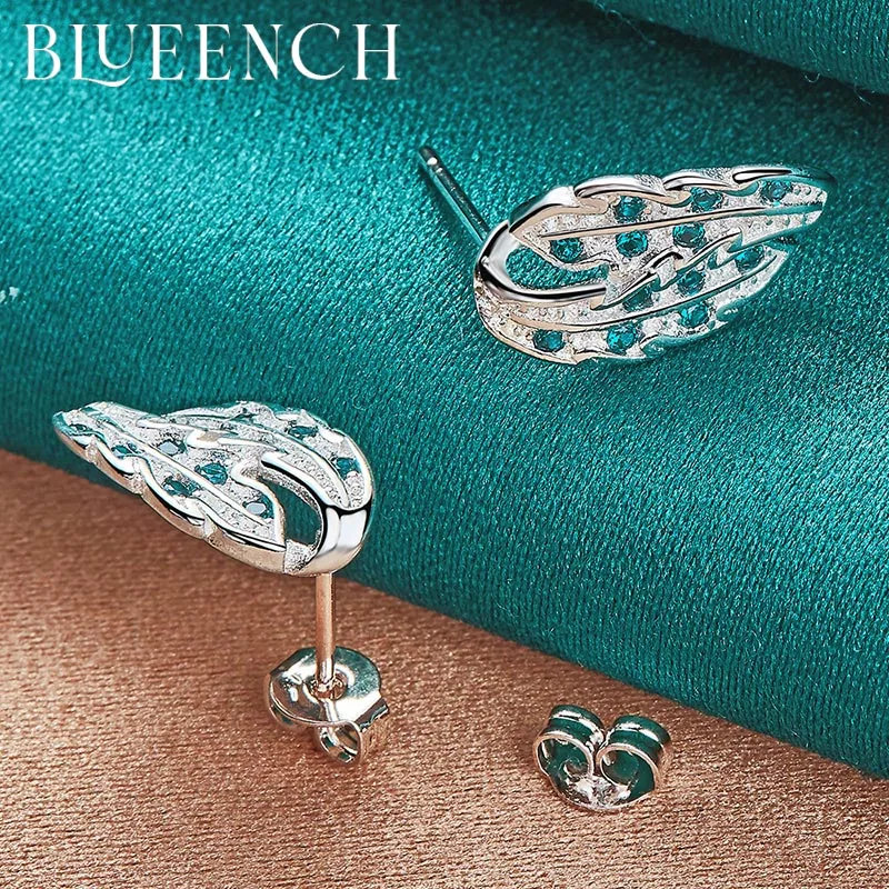 

Blueench 925 Sterling Silver Leaf Simple Stud Earrings Earrings For Women Wedding Party Gift Charm Fashion Jewelry