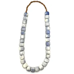 Hand Halo Dyeing Bone Long Necklace Drum Beads Tibetan Ethnic Jewelry TNL004