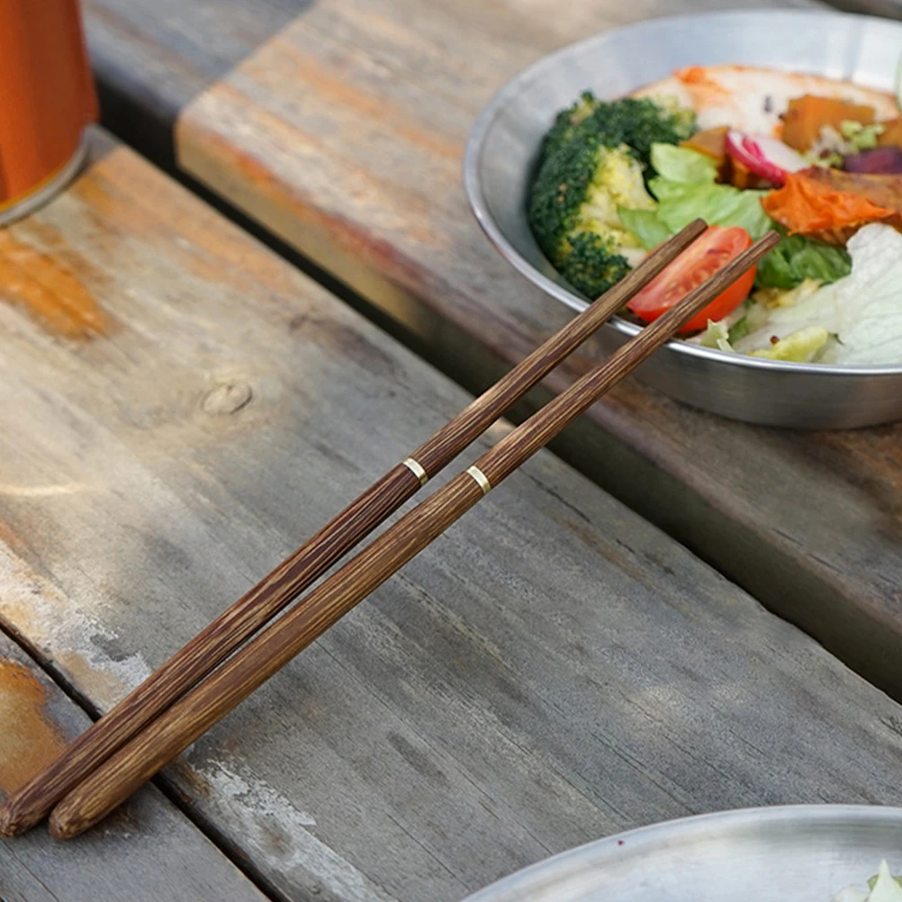 

2 Pairs Portable Wooden Chopsticks Foldable Reusable Storage Bag Outdoor Supplies Lightweight Smooth Surface Household