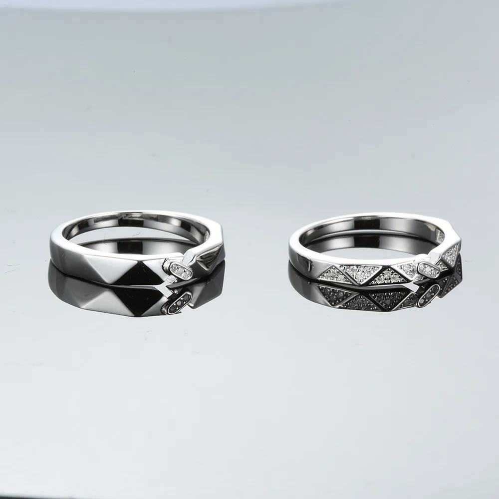 18K white gold moissanite one carat couple ring female platinum PT950 pair ring proposal birthday gift